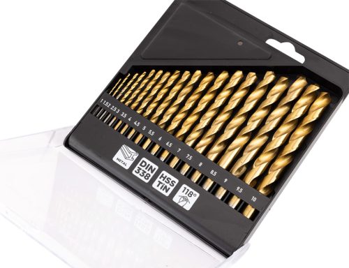 HSS TiN fémfúrófejek, 1 - 10 mm, 19 darabos készlet