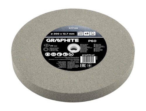 Csiszolókorongok 200 x 20/16/12,7 x 20 mm, P60, 2 db.