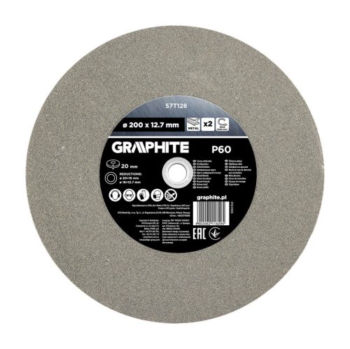 Csiszolókorongok 200 x 20/16/12,7 x 20 mm, P60, 2 db.