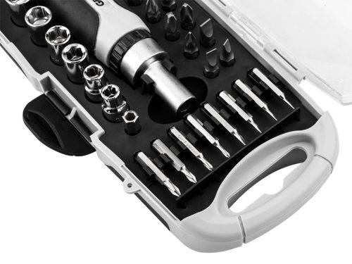 30 db-os bitkészlet és precíziós bit mágneses racsnis tartóval, 115 mm.