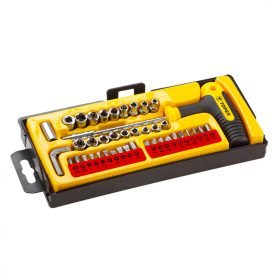   Csavarhúzóhegyek és dugókulcsok fogantyúval, 41 darabos készlet