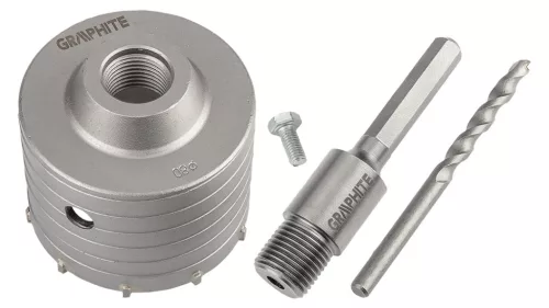 80 mm-es keményfém lyukfűrész HEX adapterrel és előfúróval