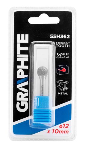 HM fémvágó, D típus (gömb alakú), 12 x 10 mm, szár 6 x 45 mm