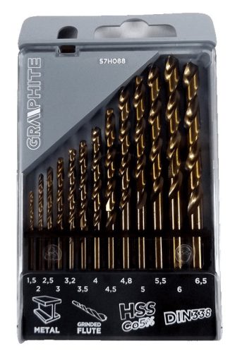 HSS-Co fémfúrófejek 1,5-6,5 mm, 13 darabos készlet