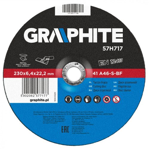 Graphite A24-S-BF 230 x 6,4 x 22,2 mm-es fém csiszolókorong, t27