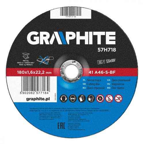 Graphite 41 A46-S-BF 180 x 1,6 x 22,2 mm-es vágókorong fémhez