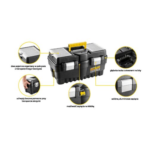 19"-os szerszámosláda, alumínium reteszekkel