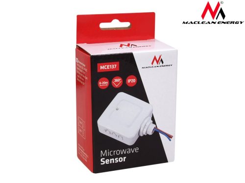 Maclean mikrohullámú mozgásérzékelő, beépített, hatótávolság 4m-10m, 1200W, MCE137