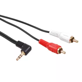   Maclean MCTV-825 audio kábel, 3.5 mm jack, 90 fokos dőlésszög, 2 RCA, 3 m, Fekete