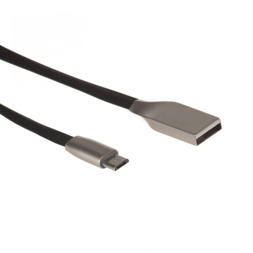 MCTV-833B 45159 Micro USB AM kábel, lapos, gubancmentes 1 m, fekete fém