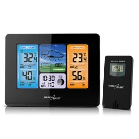   GreenBlue GB522 DCF, 60m, IPX4, WiFi, Multifunkciós, Vezeték nélküli, Fekete, Időjárás állomás