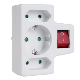   Maclean Háromszoros aljzat, Be/Ki kapcsolóval, MCE215, Fehér