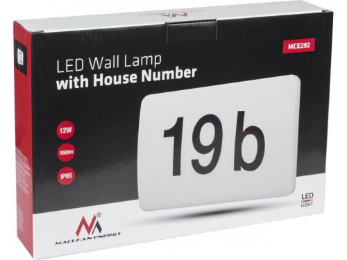 Maclean LED lámpa, házszám, alkonyérzékelővel, fehér, 12W, IP65, semleges (4000K), 950lm, MCE292 W