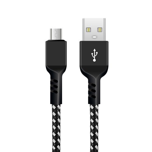 Maclean microUSB kábel, támogatja a Fast Charge 2.4A-t, adatátvitel, 5V / 2.4A, fekete, 1m hosszú, MCE473