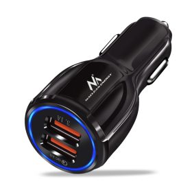  Maclean, Qualcomm Quick Charge, QC 3.0 autós töltő - 5V / 3A, 9V / 1.8A, 12V / 1.6A, 5V / 3.1A aljzat, fekete, MCE478 B