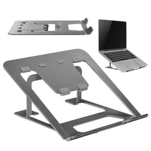 Ergo Office alumínium ultravékony összecsukható laptopállvány, szürke, 11-15''-os laptopokhoz illeszkedik, ER-416 G