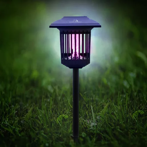Maclean LED napelemes rovarriasztó lámpa, IP44, LED/UV, 2*AA Ni-MH 200 mAh akkumulátor, napelemes 2V DC MCE448