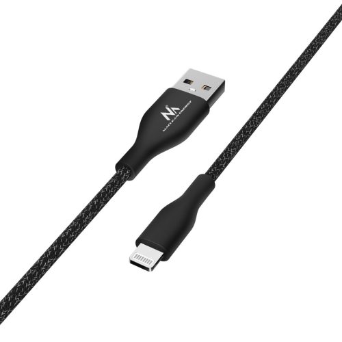 MFi USB Lightning kábel Apple (iPhone / iPod / iPad készülékekhez) Maclean, 2.4A, 1m, fekete, MCE845B