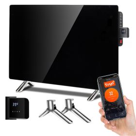   Panou de incalzire din sticla Maclean, infrarosu 600W, timer, telecomanda, termostat, WiFi Tuya, negru, 55x100cm, MCE536