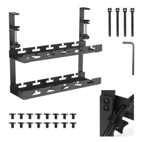   Maclean asztal alatti kábelrendező, max. terhelés 5 kg, 2 szint, fekete, MC-104 B