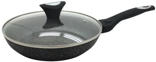 Serpenyő fedővel, alumínium, szürke márvány, átmérő 26cm, Klausberg