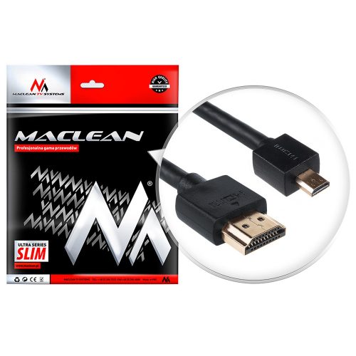 Maclean SLIM Adatkábel, HDMI - micro HDMI, v1.4, 1 m, MCTV-721, fekete