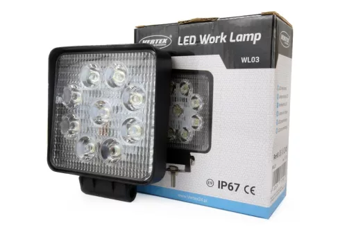 LED munkalámpa, fényszóró, awl03, 9 LED, 12 V, 24 V, amio-01614