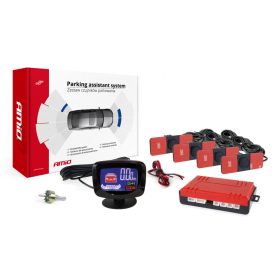   AMiO tolatóradar készlet grafikus LED 4 érzékelő 16,5mm, Fekete