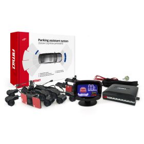   AMiO tolató radar készlet grafikus LED 8 érzékelő fekete belső 16.5mm