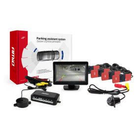   Parkolásérzékelő készlet tft01 4,3" kamerával hd-305 led 4 érzékelővel fekete belül