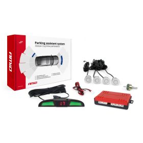   AMiO tolatóradar 4 szenzoros szett LED COB kijelzővel, ezüst