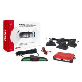   AMiO tolatóradar Grafikus Led kijelzővel 4 db teherautóra is rögzíthető 19mm fekete szenzorral