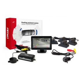   Parkolásérzékelő készlet tft01 4,3" kamerával hd-305-led 4 érzékelős fekete teherautó