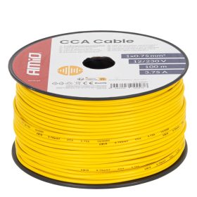   Egyeres sárga kábel kb. 1x0,75mm2 100m 3,75a 12/230v amio-04447