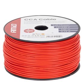   Egyeres piros kábel kb. 1x0,75mm2 100m 3,75a 12/230v amio-04450