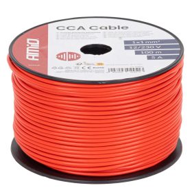 Egyeres piros kábel kb. 1x1mm2 100m 5a 12/230v amio-04451