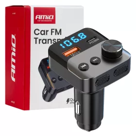 Autós FM-adó 1×USB-A 1×USB-C 12v 24v amio-04647