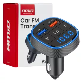 Autós FM-adó 2×USB-A 12v 24v amio-04648