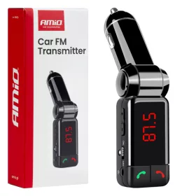 Autós FM adó összecsukható 2×usb-a 12v 24v amio-04650