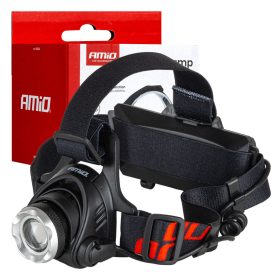 Újratölthető fejlámpa t6 3600mah (elem) amio-04664