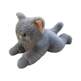 Fekvő macska plüssjáték, 45 cm, szürke