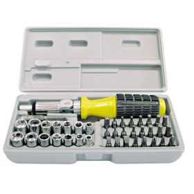   10013 Racsnis csavarhúzó bitekkel 40 darabos készlet, Mega