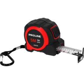   5 m/32 mm-es, kétoldalas, mágneses nejlon mérőszalag csipesszel.