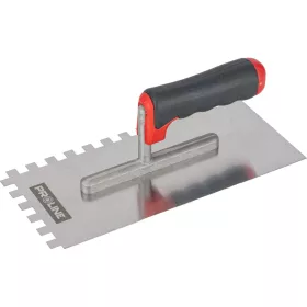   Rozsdamentes acél simító 270*130mm fogazott 10*10 nyél kétkomponensű nyílással alumínium prolin