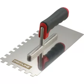   Rozsdamentes acél simító 270*130mm, 12*12 fogazású, kétkomponensű nyél, alumínium prolin
