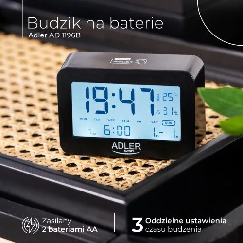 AD 1196 fekete Elemmel működő ébresztőóra