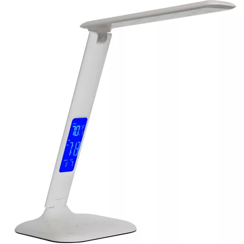 LED asztali lámpa 5 világítási móddal, töltővel, LCD képernyővel, ébresztőórával, hőmérséklet-szabályozással.