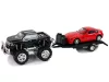 Járműszett Fekete Monster Truck Fehér Vontató 58 cm