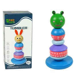 Fa oktató piramis zöld béka egyensúlyozó torony