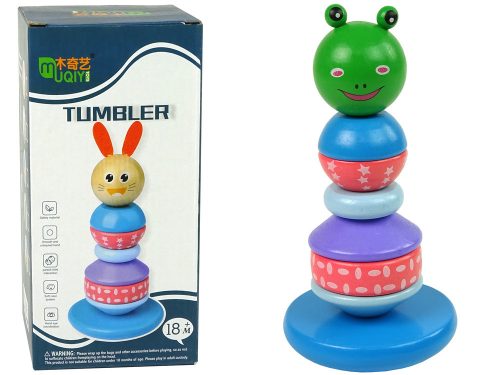 Fa oktató piramis zöld béka egyensúlyozó torony